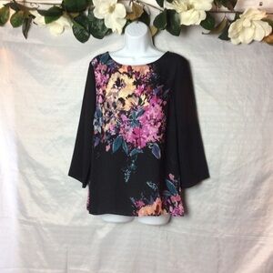 Rose & Olive Black Floral Top